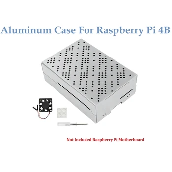 NOVO-velja Za Raspberry Pi 4B, Kovinsko Ohišje Aluminij Zlitine Lupini Hladilni Ventilator Zaščitni Lupini Za Raspberry Pi B Model 4