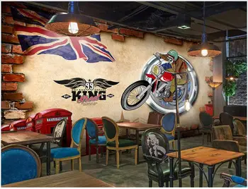 3d fotografije za ozadje Retro Britanski motocikel zid po meri zidana doma dekor ozadja za dnevno sobo Stenske nalepke