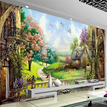 beibehang ozadje po Meri 3d zidana de papel pared Evropske oljna slika pokrajino v ozadju stene dnevna soba, spalnica ozadje