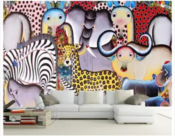 Po meri foto ozadje 3d tv zidana ozadje Otroci soba zidana bika slon, leopard steno papirjev za dnevno sobo