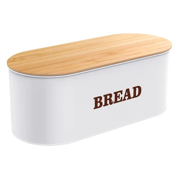 Cabilock Kruh Škatla za Shranjevanje Kovinska Posoda za Shranjevanje Kruha Škatli s Pokrovom za Domači Kuhinji (Bela)