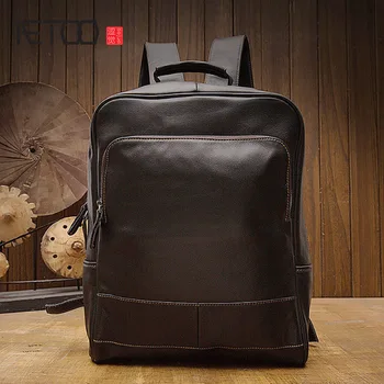 AETOO Ročno izdelane usnjene moške nahrbtnik, prva plast usnja potovanja nahrbtnik, modi šolsko torbo, poslovni računalnik torba