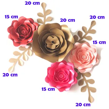 DIY Umetno Cvetje Fleurs Artificielles Ozadje Velikan papirnate Rože 4PCS Papir Zapusti 4PCS Poroka Stranka Dekor Otroka Vrtec