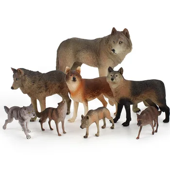 9pcs/set divje Živali Sivi volk Volk trdna simulacije PVC Model figuric živalskem vrtu Izobraževanje Igrača Ustvarjalna okraski Otroci darila