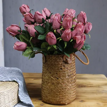Preprost Evropske Retro Slogu Svile Rose Bud Umetno Poroka Poročni Šopek Valentinovo Darilo Doma Namizje Cvetlični Aranžma