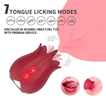 Rose Vibratorji z Jezikom Lizanje Vibratorji Ženske G Spot Nastavek Stimulacije za ponovno Polnjenje Klitorisa Vibrator Stimulacije Seks Igrače