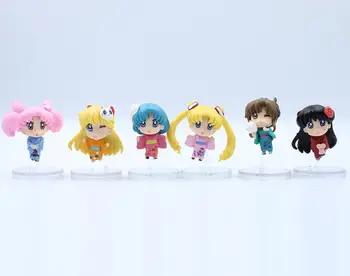 6pcs 4 cm Kawaii luna mini gril lutke Anime miku Sakura figuric Igrače Dekleta lutke PVC Slika Model Igrače Darilo