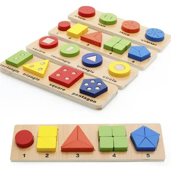 3D Geometrije Igra Puzzle Montessori Zgodnjega Učenja Lesene Igrače za Otroke, Igrače za Otroke, Otroške Igre Igre M16