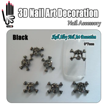 Nail 10pcs/Veliko 3D Black Lobanje Zlitine Nail Art Bleščice Nosorogovo Teror Nohte Art Okraski Brezplačna dostava