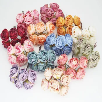 Evropski Tea Rose Cvet Bud Majhen Šopek Diy Headdress Umetnih Svilenih Vrtnic Cvet za Darilo Polje Dekor Materiala Dodatki