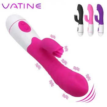 Rabbit Vibrator Nastavek Vagine, Anusa Masaža 30 Frekvenca G-Spot Klitoris Stimulator Jezika Lizanje Vibrator Sex Igrače za Ženske