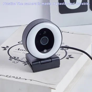 2K Živo Fotoaparat Širokim Kotom 360 USB Webcam 3D Zmanjševanje Hrupa z Avdio Fill Light Obroč Video Konferenc