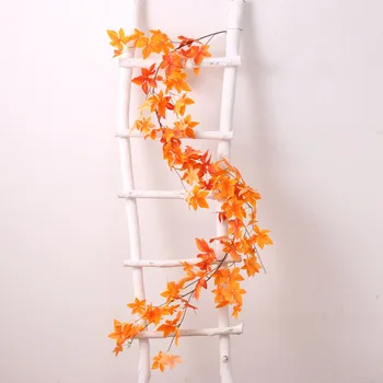 2Pcs 170 cm Dolgo Simulacije Rdeče Maple Leaf Rattan Jeseni Barvo Rastlin za Poroko Steni Visi Trte Halloween Dekoracijo Ratana
