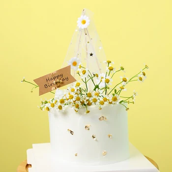 Daisy Cvet Šotor Torto Dekoracijo Happy Birthday Cake Pokrivalo Candy Bar Vrtno zabavo Uslug DIY Orodja Kuhinja Okrasitev