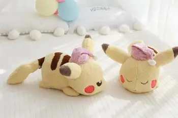 Pokémon Anime Pikachu Mehko Srčkan Nightcap leži Igrača Japonski Risani Lutka Otrok Holiday Gift Unisex